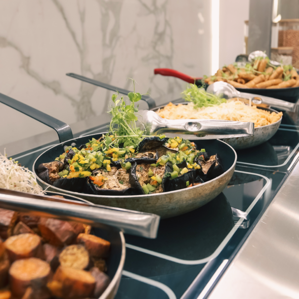 Varieties of appetizers in the dining room at Bright Tower Hotel